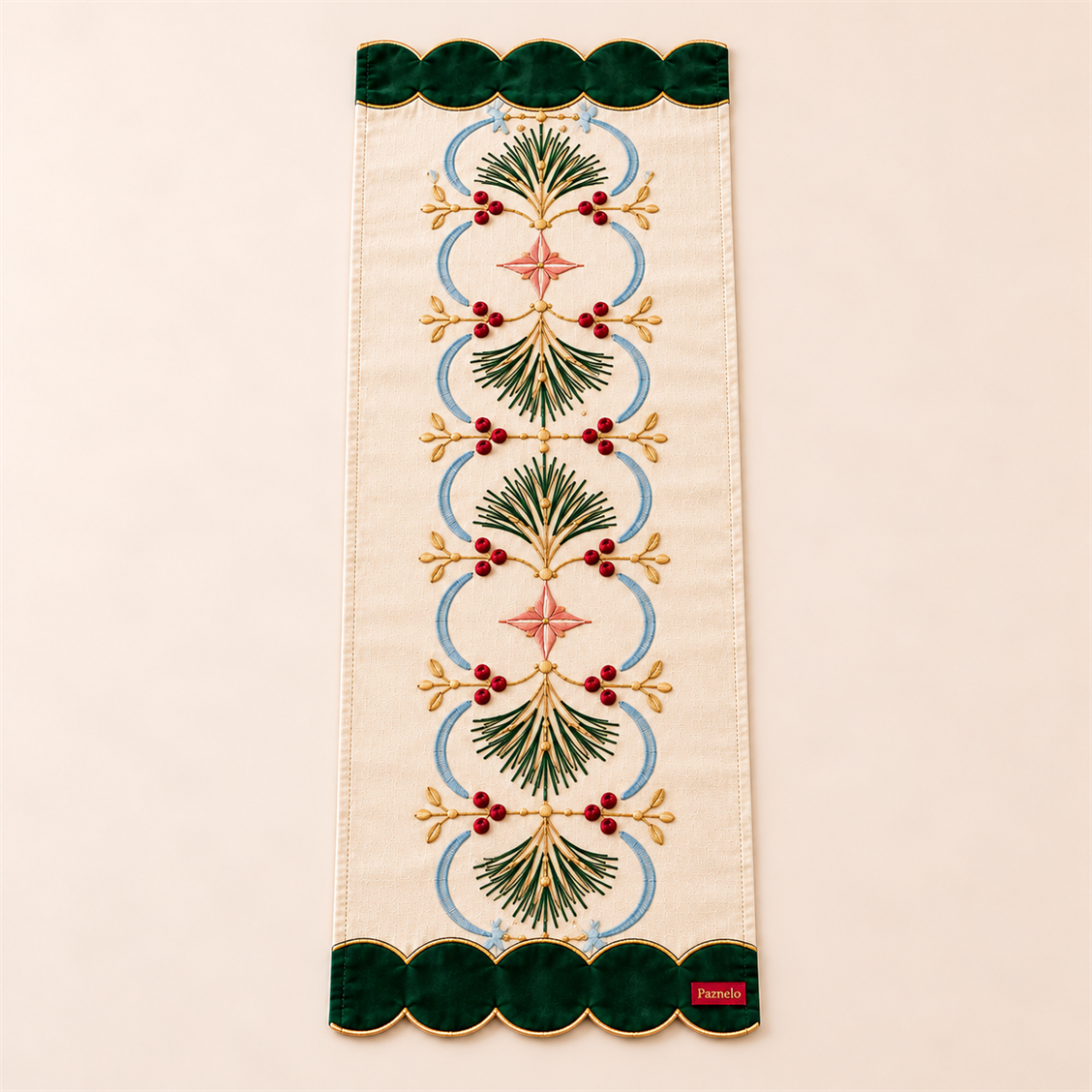 Paznelo Festive Embroidered Table Runner